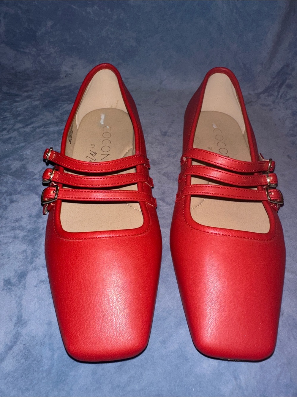 Coconuts by Matisse Red Triple-Strap Mary Jane Flats Size 8